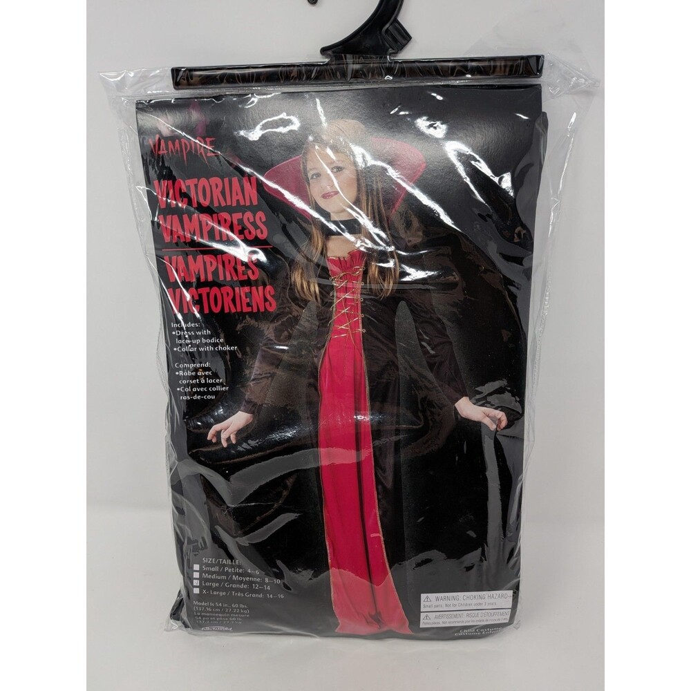 Fun World Victorian Vampiress Girls Halloween Costume Sz L 12-14 Vampcore NWT
